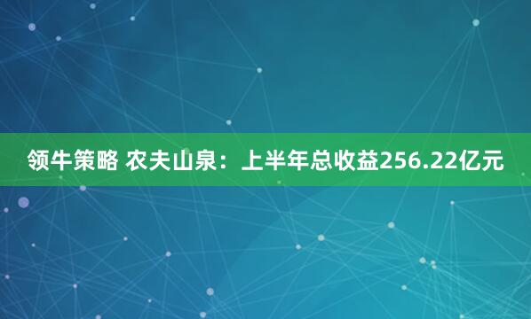 领牛策略 农夫山泉：上半年总收益256.22亿元